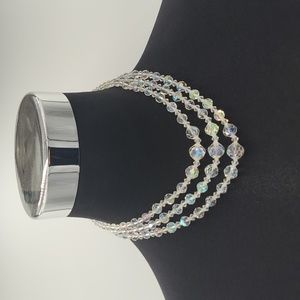 Vintage Crystal Necklace And Clip on Earring Set